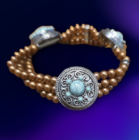 Jewel La La pop bracelet with 3 buttons + 3 beautiful snap on charm pops stretch - Picture 2 of 5